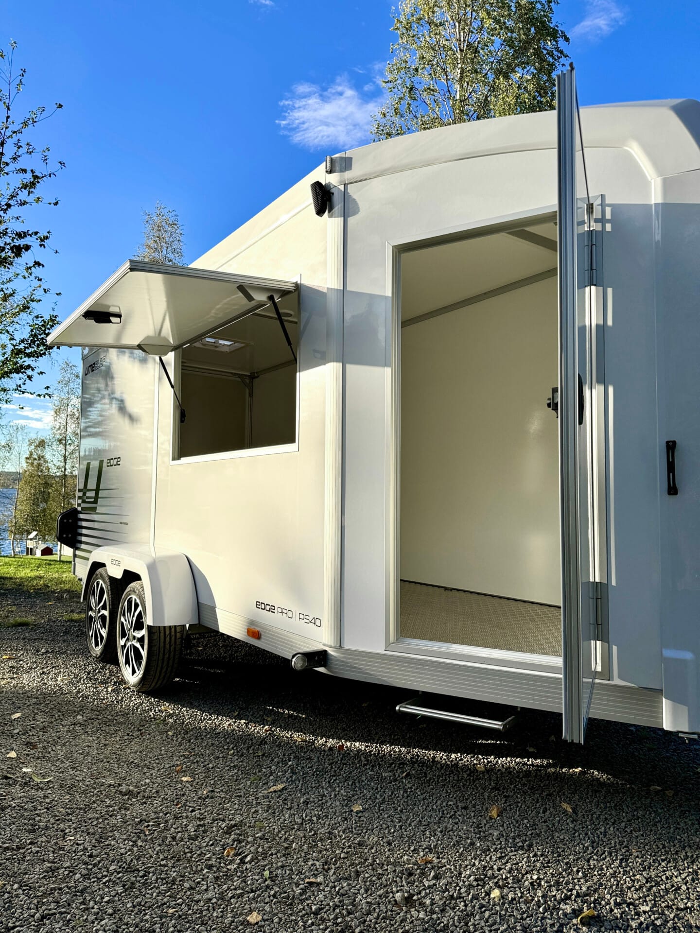 a trailer with a door