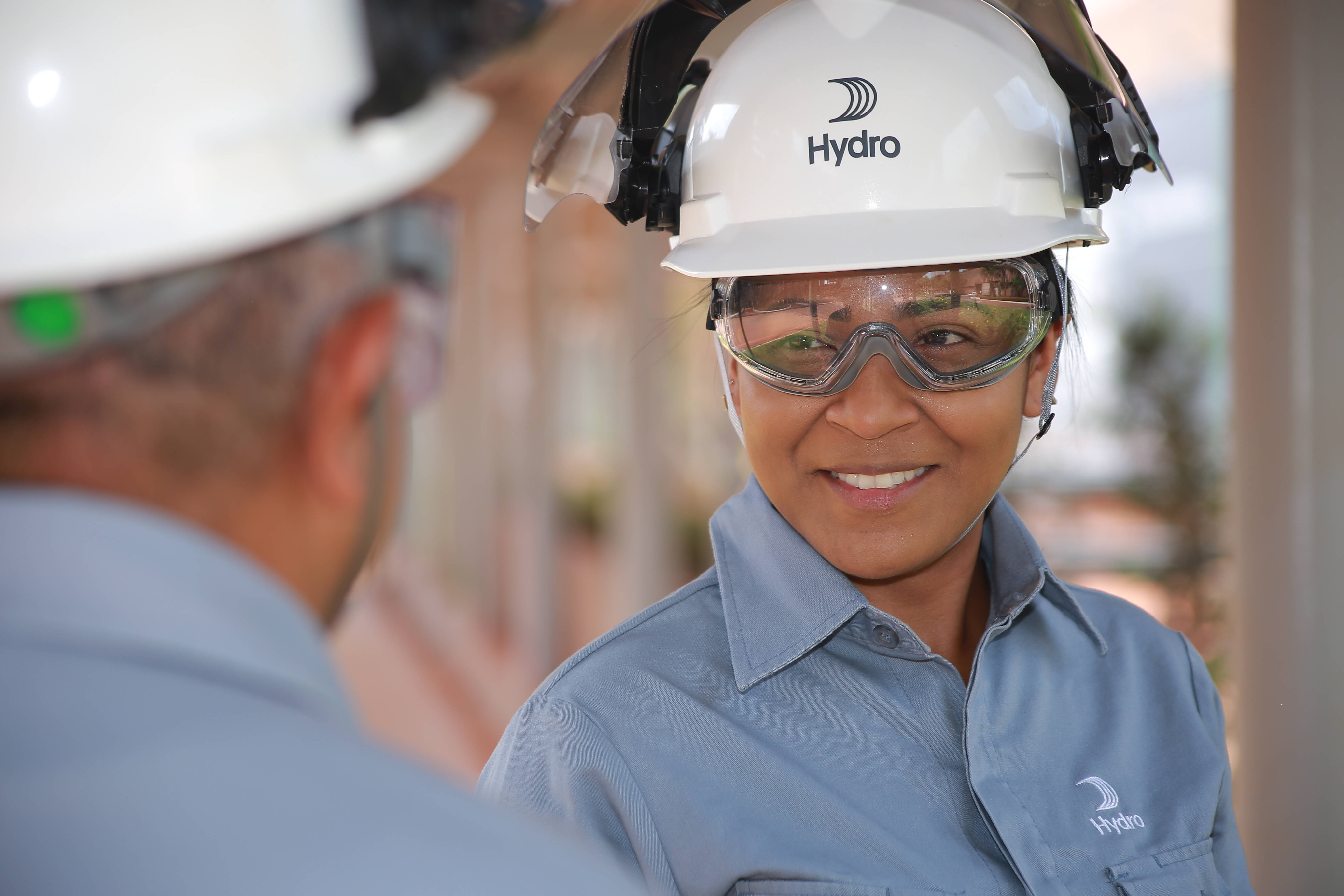a person wearing a hard hat