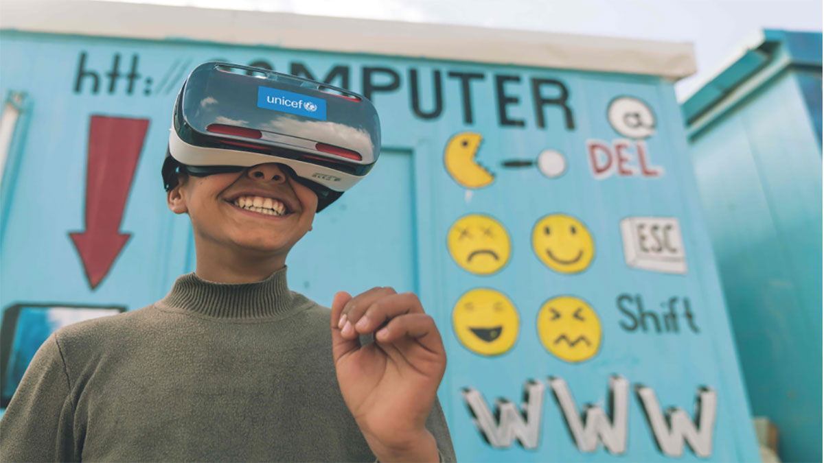 Boy wearing 3D glasses