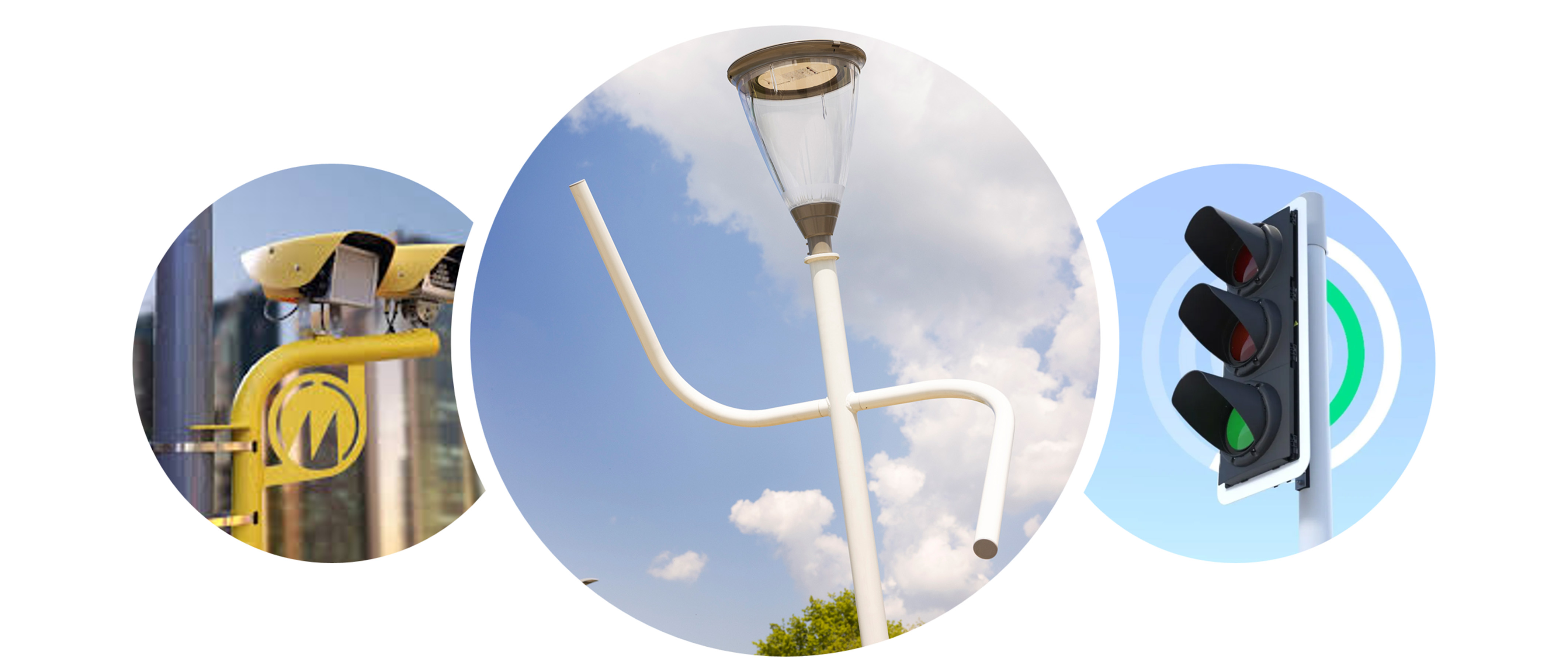 a traffic light with a satellite dish