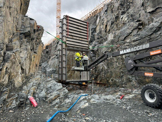 a construction site with a crane