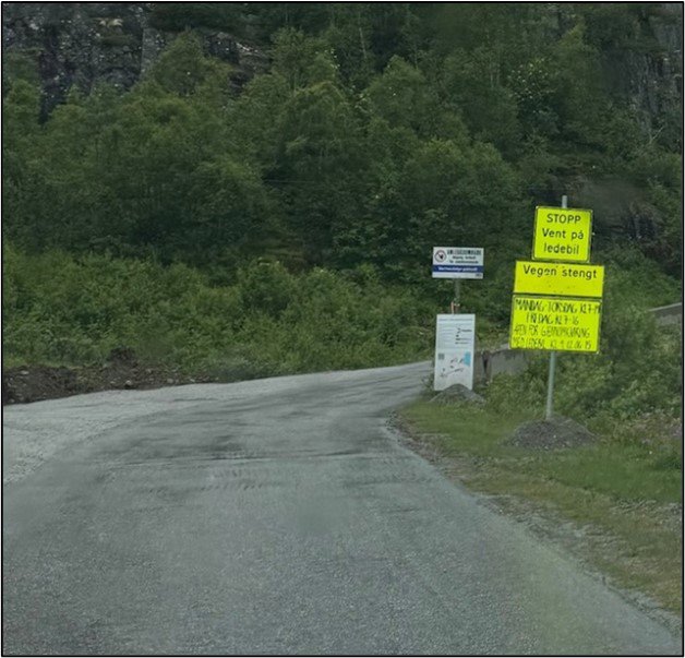 a road with signs on it