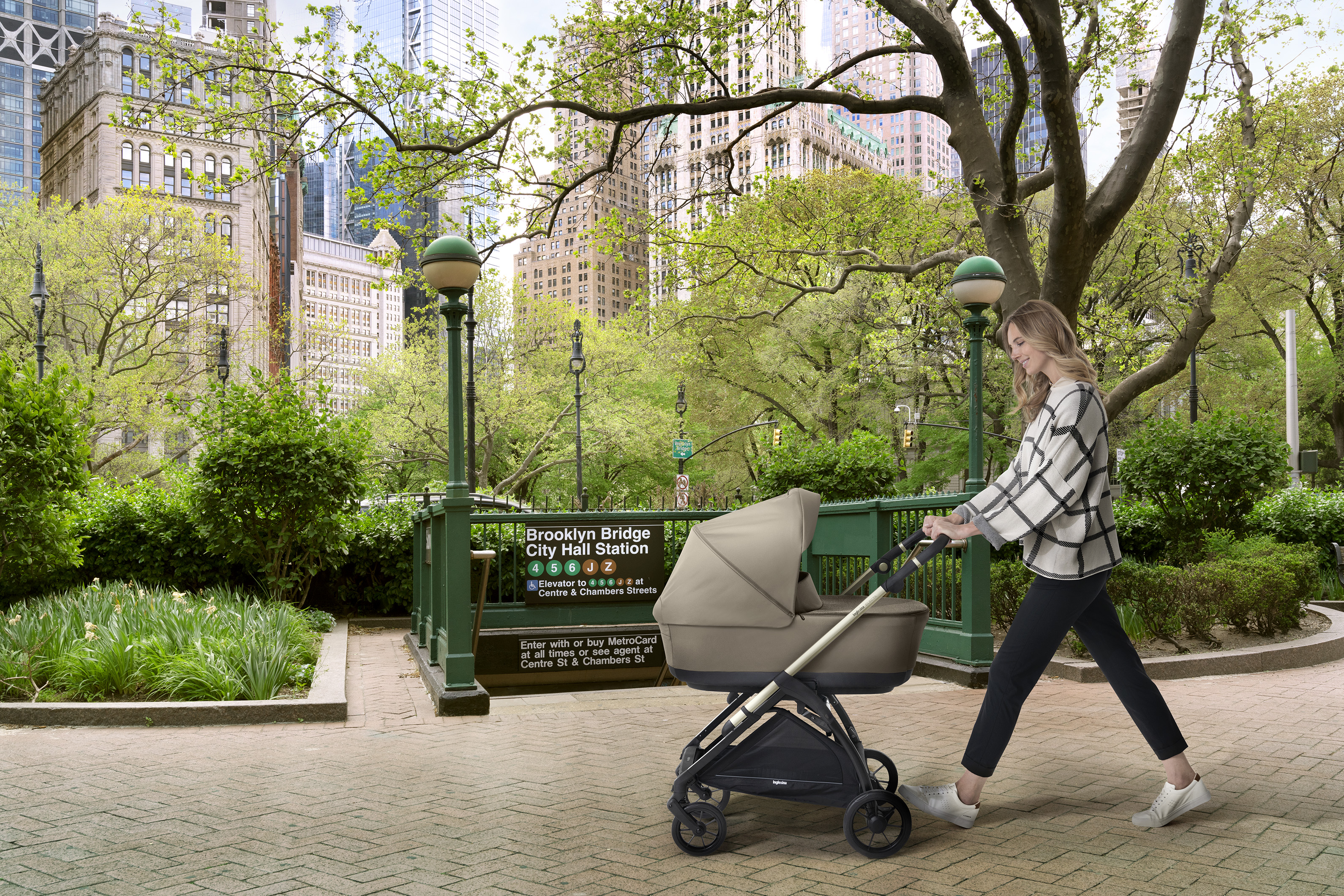 a person pushing a stroller